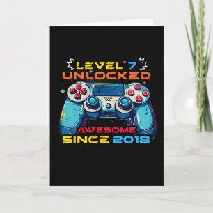 Level 7 freigeschaltet Gamer 7. Geburtstag Shirt J Karte