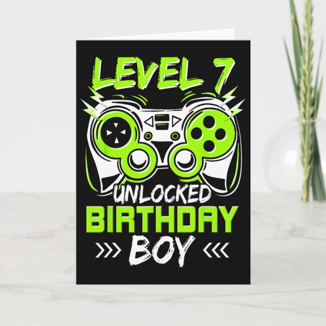 Level 7 freigeschaltet Kinder 7. Geburtstag Vintag Karte (Vorderseite)