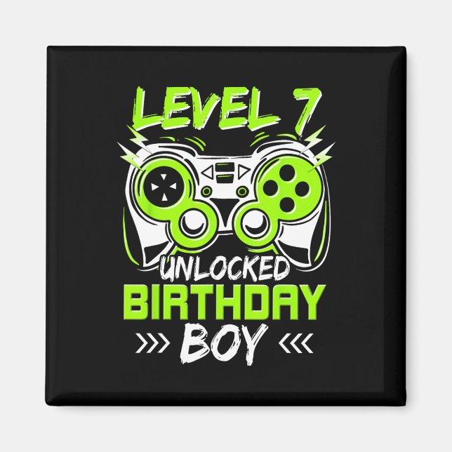 Level 7 freigeschaltet Kinder 7. Geburtstag Vintag Magnet (Vorne)