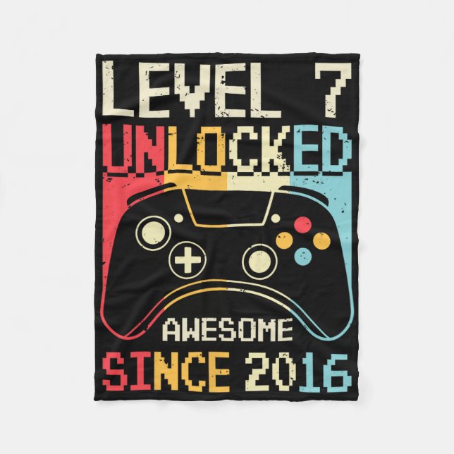 Level 7 freigeschaltet Videospiel 7. Geburtstag Ga Fleecedecke (Vorderseite)