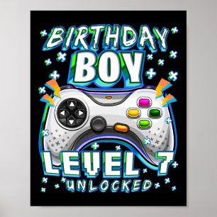 Level 7 Freigeschaltet Videospiel 7. Geburtstag Ga Poster