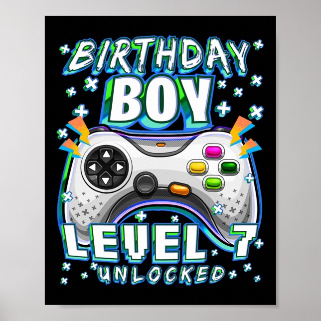 Level 7 Freigeschaltet Videospiel 7. Geburtstag Ga Poster (Vorne)