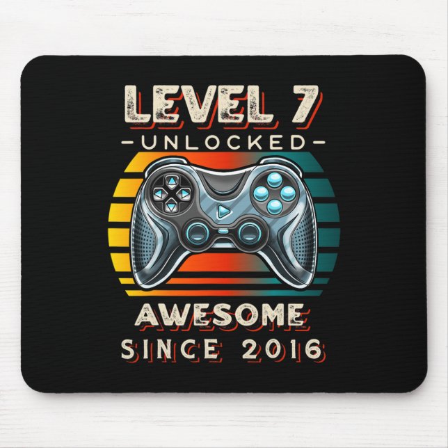 Level 7 freigeschaltet Videospiel Sieben 7. Geburt Mousepad (Vorne)