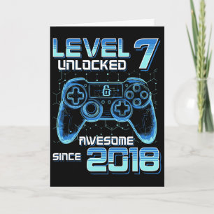 Level 7 freigeschaltet Videospielparty 7. Geburtst Karte