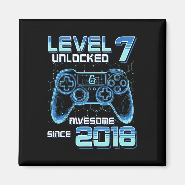 Level 7 freigeschaltet Videospielparty 7. Geburtst Magnet (Vorne)
