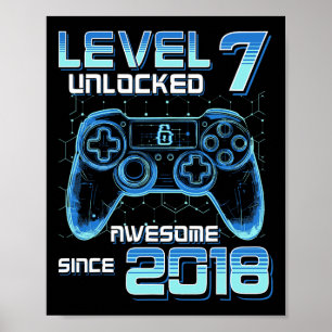 Level 7 freigeschaltet Videospielparty 7. Geburtst Poster