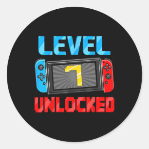 Level 7 freigeschaltetes Gamer 7. Geburtstagsgesch Runder Aufkleber