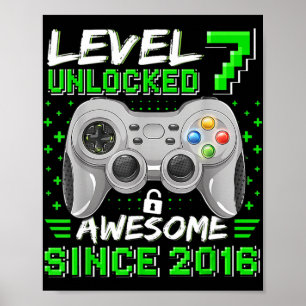 Level 7 Unlock Phantastisch 2016 Videospiel 7. Geb Poster