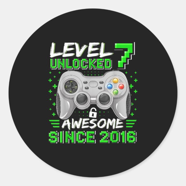Level 7 Unlock Phantastisch 2016 Videospiel 7. Geb Runder Aufkleber (Vorderseite)