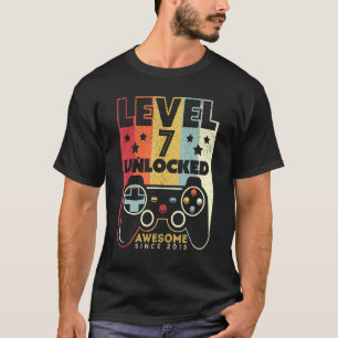 Level 7 Unlocked Awesome 2015 Video Game 7th Birth T-Shirt