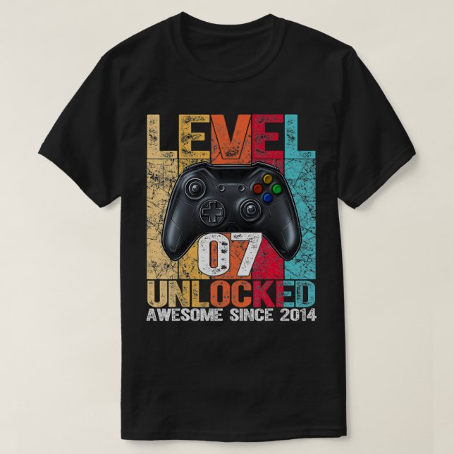 Level 7 Unlocked Awesome Since 2014 7th Birthday G T-Shirt (Design vorne)