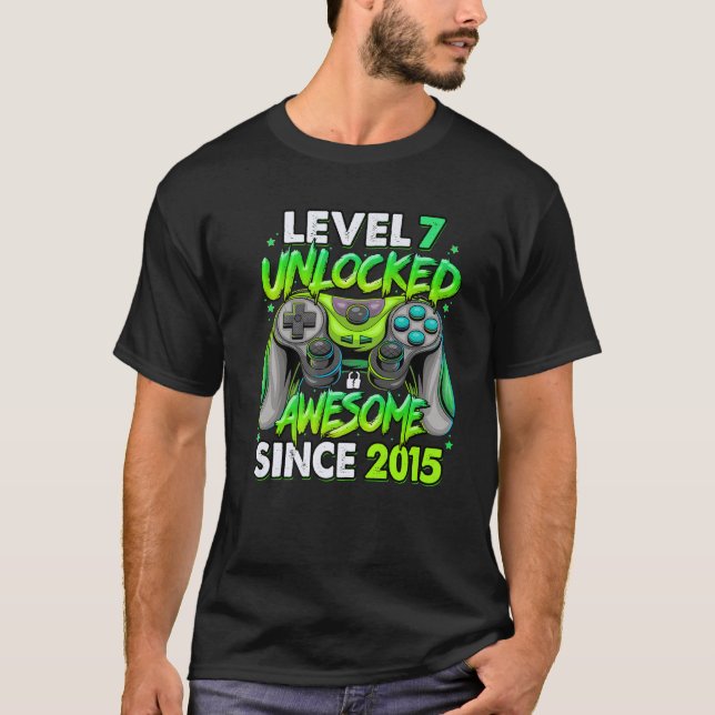 Level 7 Unlocked Awesome Since 2015 7Th Birthday G T-Shirt (Vorderseite)