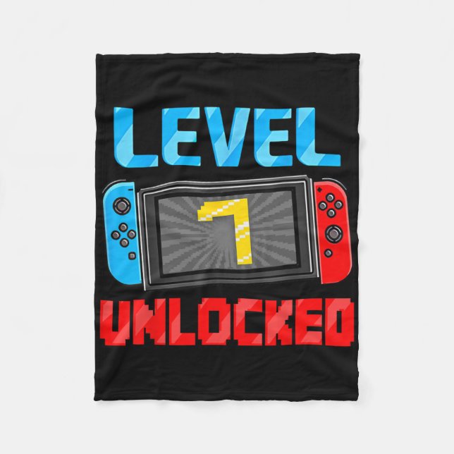 Level 7 Unlocked Gamer 7th Birthday Gift Video Gam Fleecedecke (Vorderseite)