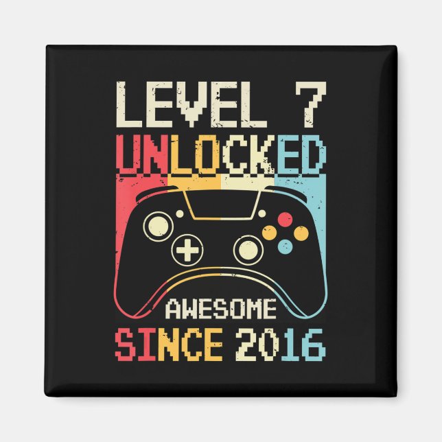 Level 7 Unlocked Video Game 7th Birthday Gamer Boy Magnet (Vorne)