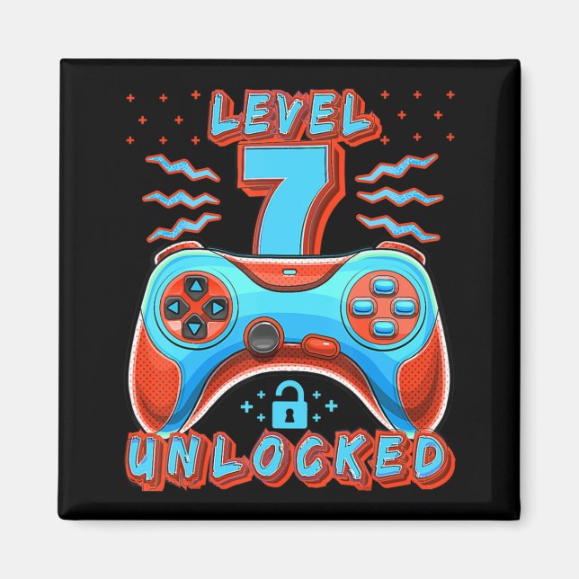 Level 7 Unlocked Video Game 7th Birthday Gamer Boy Magnet (Vorne)