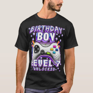 Level 7 Unlocked Video Game 7th Birthday Gamer Boy T-Shirt