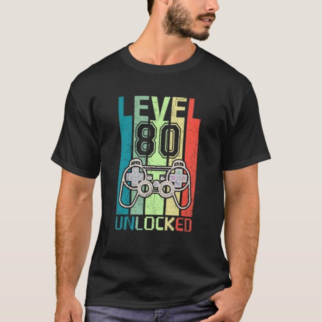 Level 80 Unlocked  Video Gamer 80th Birthday  Tee (Vorderseite)
