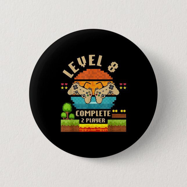 Level 8 Complete 8 Years Anniversary Video Game Gi Button (Vorderseite)