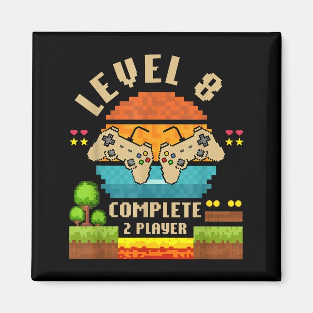 Level 8 Complete 8 Years Anniversary Video Game Gi Magnet (Vorne)