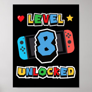 Level 8 freigeschaltet 8. Geburtstag Kinder Videos Poster