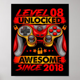 Level 8 freigeschaltet 8 Jahre alte Jungen 8. Gebu Poster