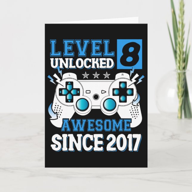 Level 8 freigeschaltet Awesome seit 2017 8. Geburt Karte (Vorderseite)