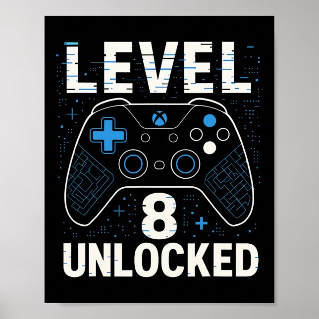 Level 8 freigeschaltet Geburtstag 8. Geburtstag Ki Poster (Vorne)