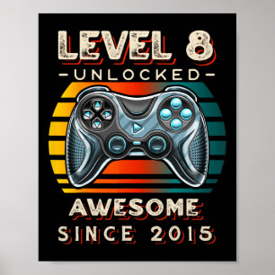 Level 8 freigeschaltet Videospiel 8. Geburtstag 8 Poster