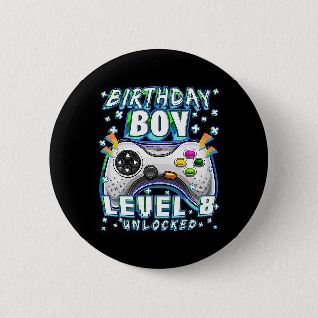 Level 8 freigeschaltet Videospiel 8. Geburtstag Ga Button (Vorderseite)