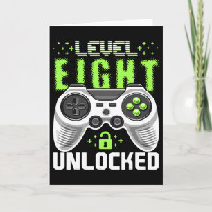 Level 8 freigeschaltet Videospiel 8. Geburtstag Ga Karte