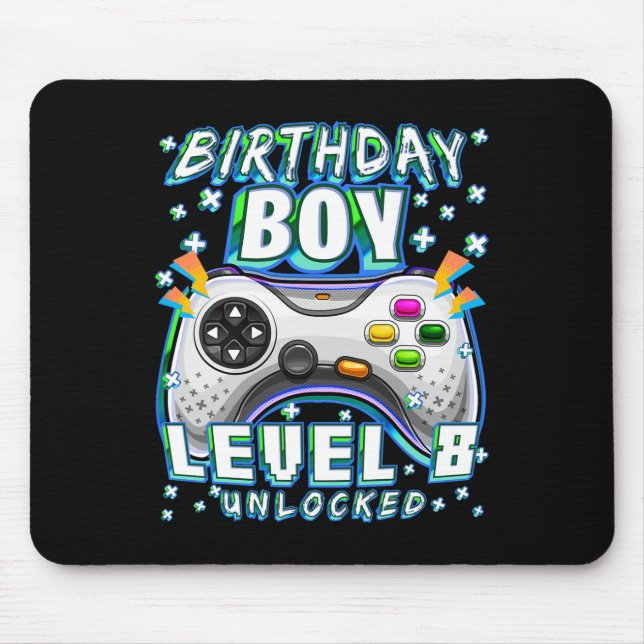 Level 8 freigeschaltet Videospiel 8. Geburtstag Ga Mousepad (Vorne)