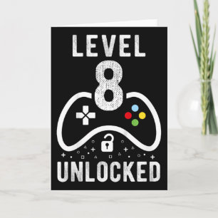 Level 8 freigeschaltet Videospiel 8. Geburtstagsge Karte