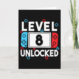 Level 8 freigeschalteter Gamer 8. Geburtstag Video Karte
