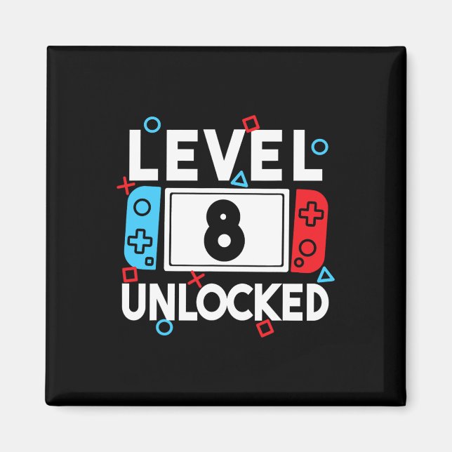 Level 8 freigeschalteter Gamer 8. Geburtstag Video Magnet (Vorne)