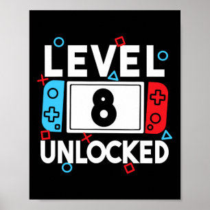 Level 8 freigeschalteter Gamer 8. Geburtstag Video Poster