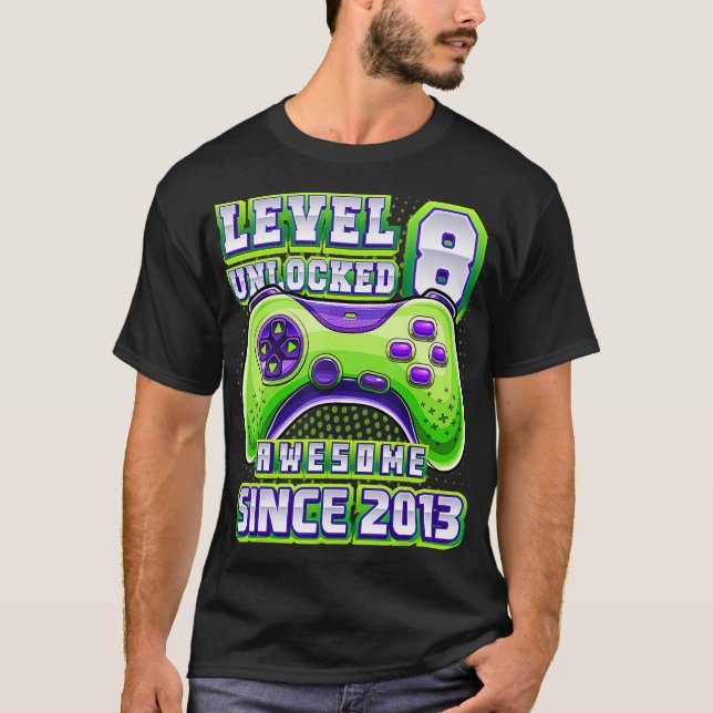 Level 8 Unlock Phantastisch 2013 Videospiel 8. Geb T-Shirt (Vorderseite)