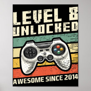 Level 8 Unlock Phantastisch 2014 Videospiel 8. Geb Poster