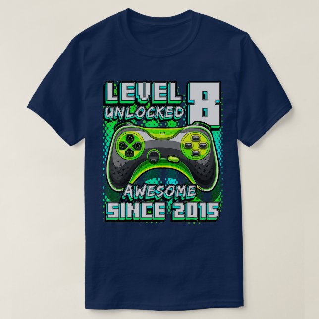 Level 8 Unlock Phantastisch 2015 Videospiel 8. Geb T-Shirt (Design vorne)