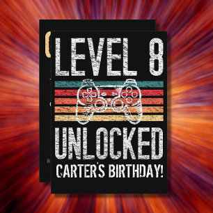 Level 8 Unlocked 8th Birthday Personalized Einladung