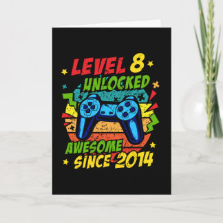 Level 8 Unlocked Awesome 2014 Game 8th Birthday Karte
