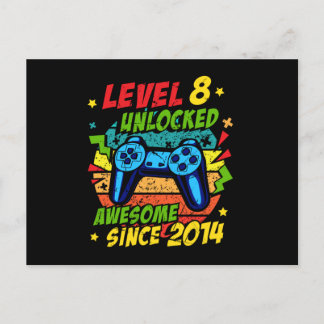 Level 8 Unlocked Awesome 2014 Game 8th Birthday Postkarte