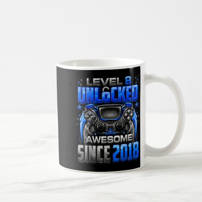 Level 8 Unlocked Awesome Since 2018 8th Birthday G Kaffeetasse (Rechts)