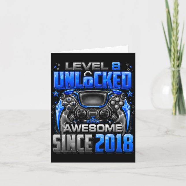 Level 8 Unlocked Awesome Since 2018 8th Birthday G Karte (Vorderseite)