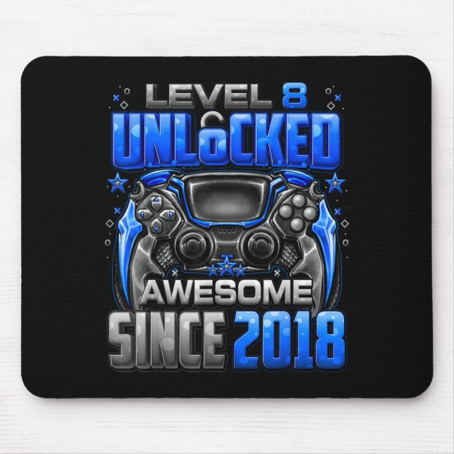 Level 8 Unlocked Awesome Since 2018 8th Birthday G Mousepad (Vorne)