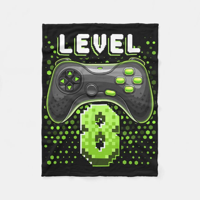 Level 8 Videospiel-Controller 8. Geburtstag Gamer  Fleecedecke (Vorderseite)
