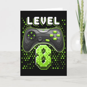 Level 8 Videospiel-Controller 8. Geburtstag Gamer Karte