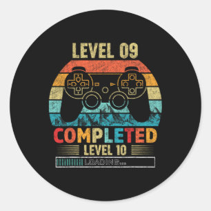 Level 9 Abgeschlossen Level 10 Lädt 9. Geburtstag Runder Aufkleber