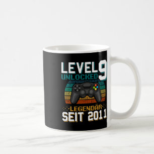 Level 9 freigeschaltet 9. Geburtstag 9 Jahre alter Kaffeetasse