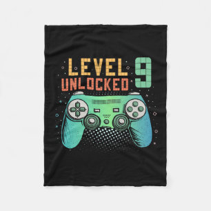 Level 9 freigeschaltet 9. Geburtstag Gamer-Geschen Fleecedecke