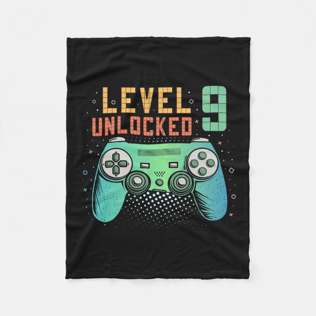 Level 9 freigeschaltet 9. Geburtstag Gamer-Geschen Fleecedecke (Vorderseite)